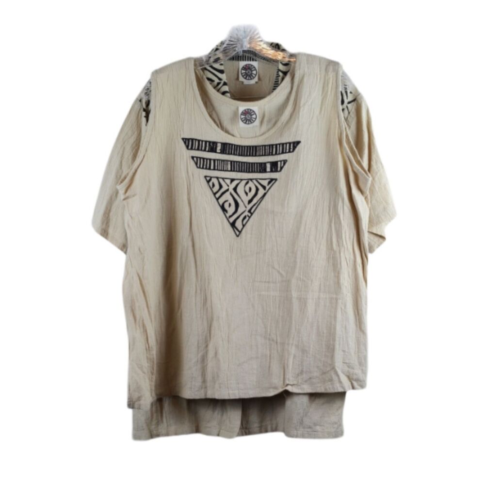 Produce Co Tan Women's Blouse Tank Top 2 Piece 1X 060